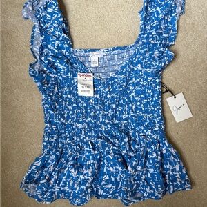Blue Smocked Women's Top